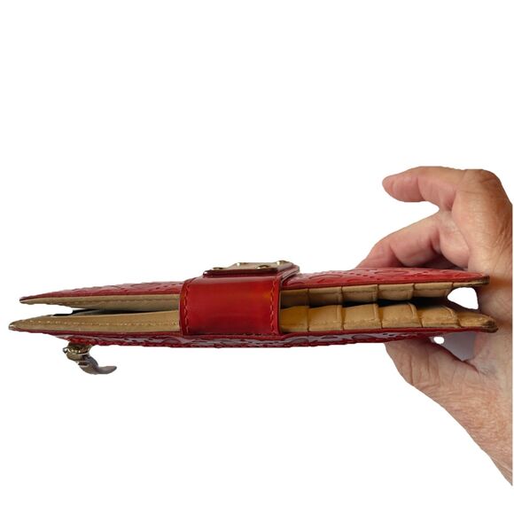 Kate Spade Wallet With Coin Zip New York Red patent Leather Tan Inside Used - Picture 4 of 16